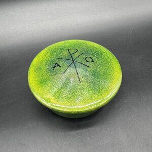 Green Enamel Trinket Box Chi Rho Alpha Omega Christian Symbol Sister Studios